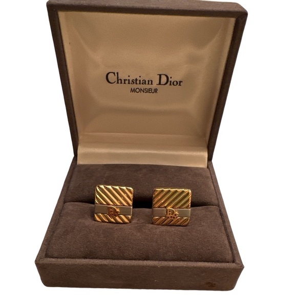 CHRISTIAN DIOR Two-Tone Cuff Links with COA - Picture 1 of 1